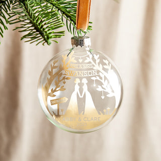 Wedding Couple Beneath Tree Foiled Bauble