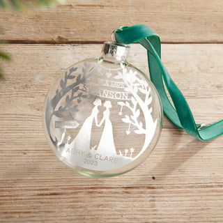 Wedding Couple Beneath Tree Foiled Bauble