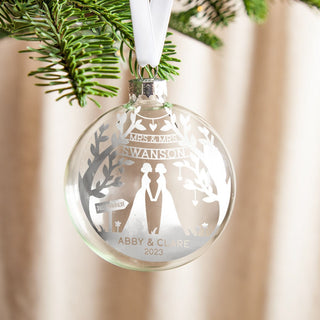 Wedding Couple Beneath Tree Foiled Bauble