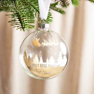 Sleigh Silhouette First Christmas Foiled Bauble