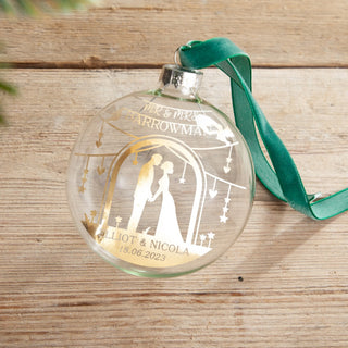 Wedding Couple Beneath Arch Foiled Bauble