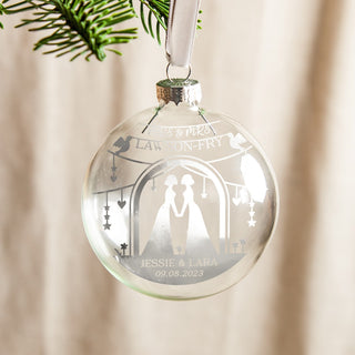 Wedding Couple Beneath Arch Foiled Bauble