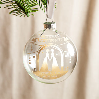 Wedding Couple Beneath Arch Foiled Bauble