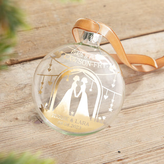 Wedding Couple Beneath Arch Foiled Bauble