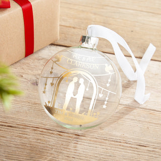 Wedding Couple Beneath Arch Foiled Bauble