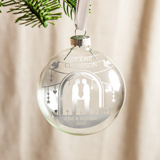 Wedding Couple Beneath Arch Foiled Bauble