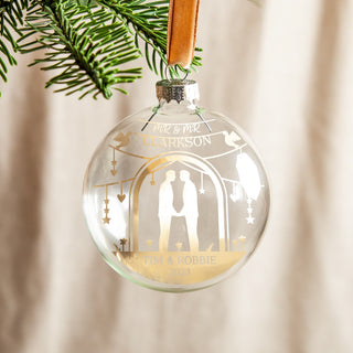 Wedding Couple Beneath Arch Foiled Bauble