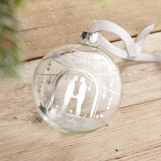 Wedding Couple Beneath Arch Foiled Bauble