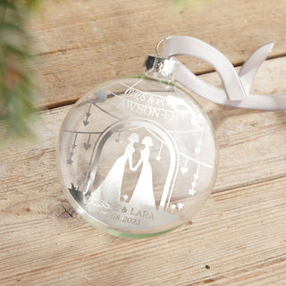 Wedding Couple Beneath Arch Foiled Bauble