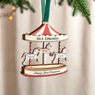 First Christmas Baby Details Carousel Layered Hanging Decoration