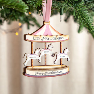 First Christmas Baby Details Carousel Layered Hanging Decoration