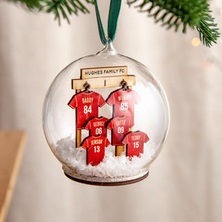 Personalised 3D Wooden Family Football Shirts Bauble