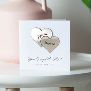 Interlocking Metallic Hearts Card