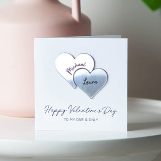 Interlocking Metallic Hearts Card