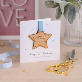 Wooden Star Hanging Keepsake Birthday Card