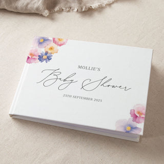 Pressed Floral Personalised Baby Shower Guest Book