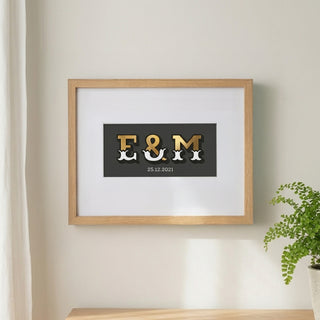 Foiled Couples Initials Framed Print