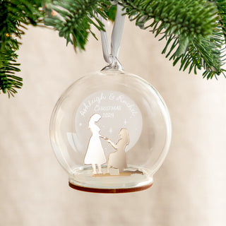 Metallic Engagement Silhouette Personalised Christmas Bauble