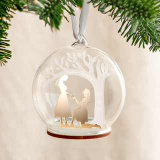 Metallic Engagement Silhouette & Tree Personalised Christmas Bauble