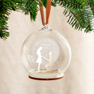 Metallic Engagement Silhouette Personalised Christmas Bauble