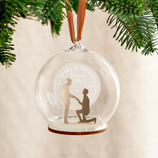 Metallic Engagement Silhouette Personalised Christmas Bauble