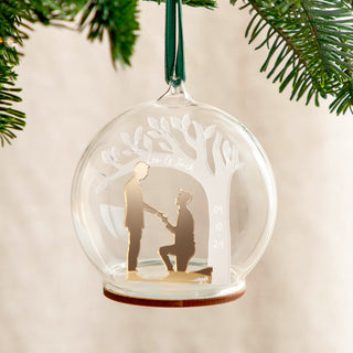 Metallic Engagement Silhouette & Tree Personalised Christmas Bauble