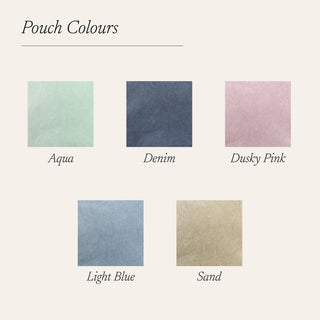 Embroidered Initials Washed Finish Cosmetic Pouch