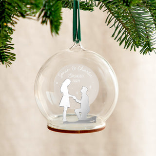 Metallic Engagement Silhouette Personalised Christmas Bauble