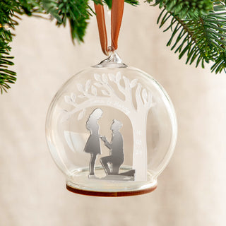 Metallic Engagement Silhouette & Tree Personalised Christmas Bauble