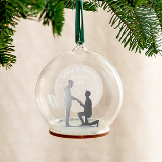 Metallic Engagement Silhouette Personalised Christmas Bauble