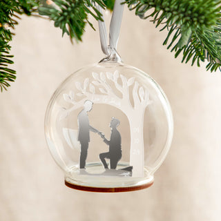 Metallic Engagement Silhouette & Tree Personalised Christmas Bauble