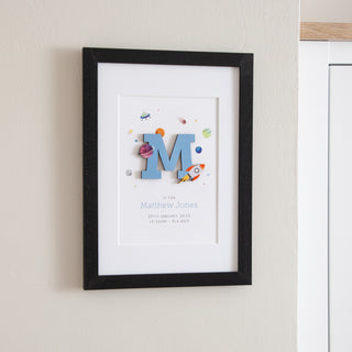 Rocket & Planets New Baby Initial Print