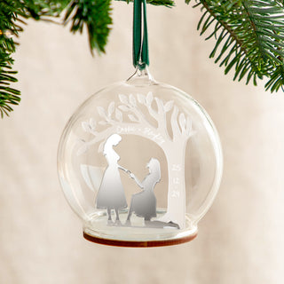 Metallic Engagement Silhouette & Tree Personalised Christmas Bauble