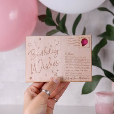 Personalised Birthday Wishes Wooden Postcard