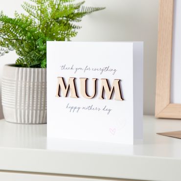 Wooden 'MUM' Letters Card