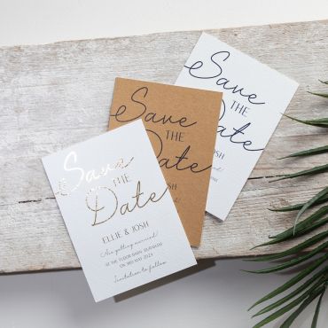 Foiled Minimal Script Save the Date Card