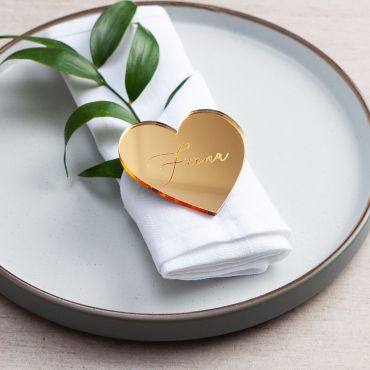 Gold Mirror Acrylic Heart-Shaped Place Name