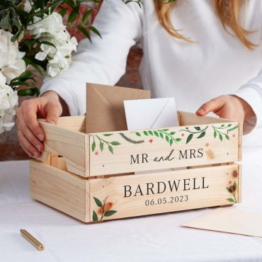 Entwined Leaf Wedding Card & Gift Crate
