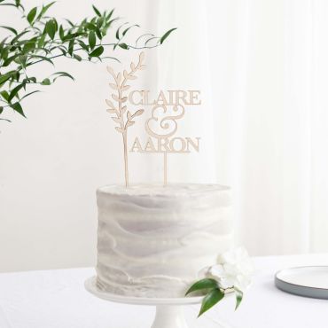Personalised Names & Leafy Branch Cake Topper Set