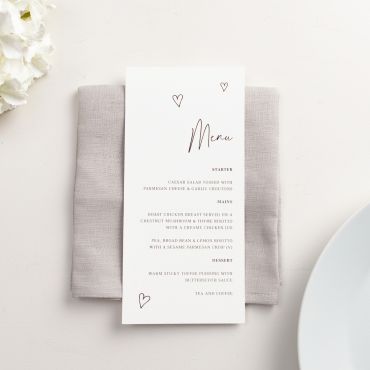 Scattered Hearts Menus with Optional Place Cards