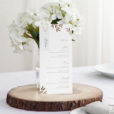 Gold Leaves Foiled Menus with Optional Place Cards