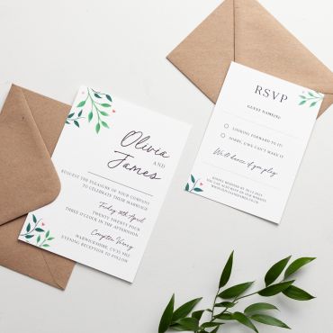 Entwined Leaf Wedding Invitation Suite - Sample Pack