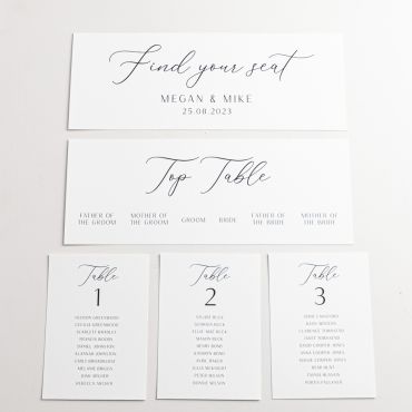 Simple Elegance Wedding Table Plan Cards