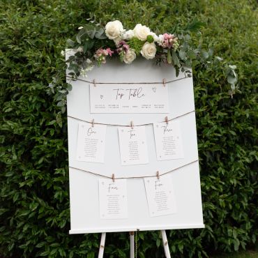 Scattered Hearts Wedding Table Plan Cards
