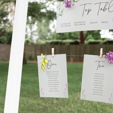 Wildflowers Vellum Wedding Table Plan Cards