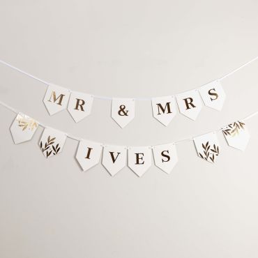 Gold Leaves Foiled Personalised Wedding Bunting