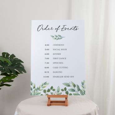 Green Eucalyptus Order of Events Wedding Sign