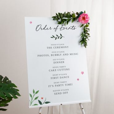 Entwined Leaf Order of Events Wedding Sign