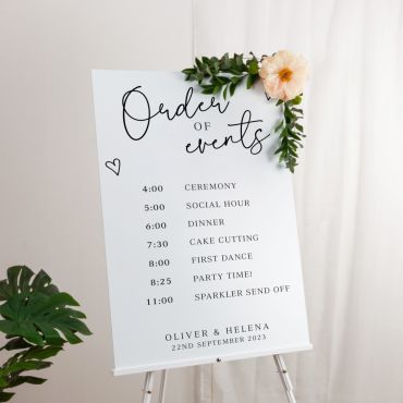 Scattered Hearts Order of Events Wedding Sign
