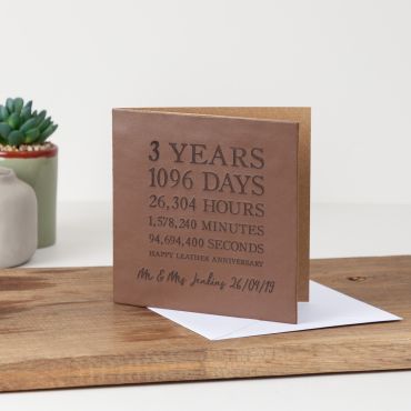 Leather Time Card- Square (3rd Anniversary)
